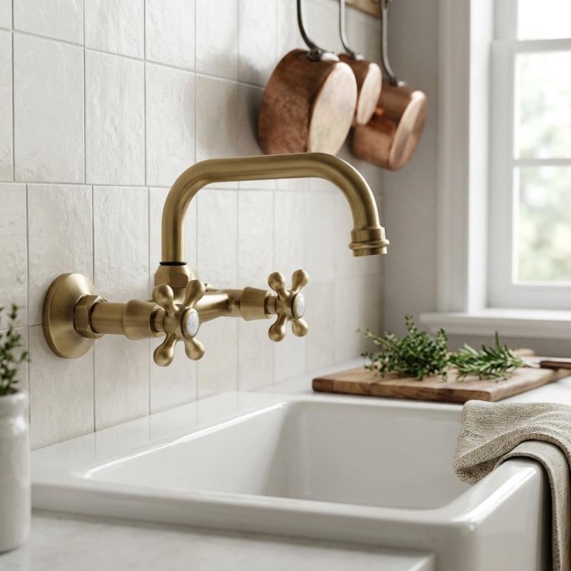 Aquanello Heritage Ascot Klassieke Keuken Muurkraan Boven Uitloop Brons BN-4110-HA